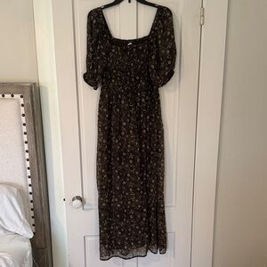 Old Navy Olive Green Floral Long Sleeve Dress NWT size M